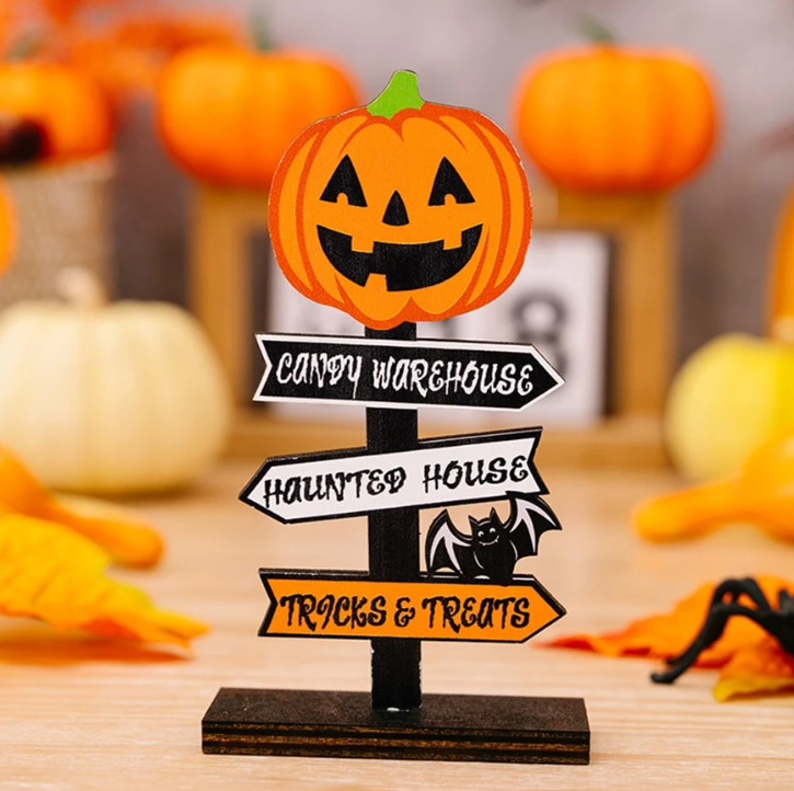 BowLift | Halloween Wooden Pumpkin Wooden Decorative Tabletop Ornament