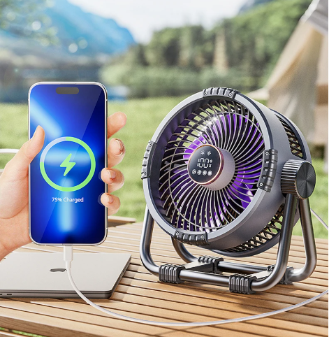 Riley 3-in-1 Camping Fan with LED and Powerbank – 20,000mAh Outdoor Fan with Hook & Remote Control | Bowlift