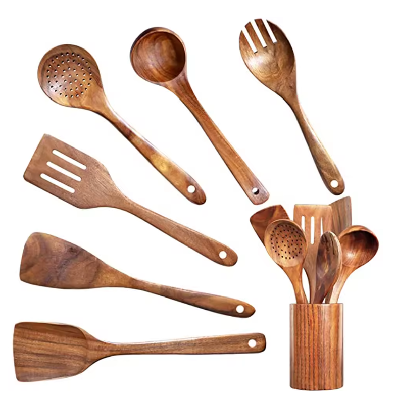 EcoWood – Luxurious cookware set made of wood with storage bucket Bowlift