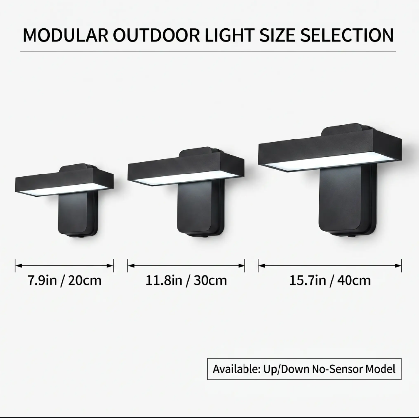 BowLift | PIR Motion Sensor Outdoor Wall Light | IP65 Waterproof, Rotatable Design & Adjustable Length for Gardens and Entrances
