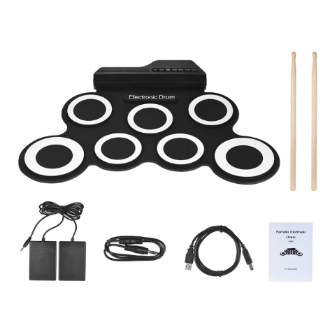 BowLift | Portable Size Electronic Drum Kit 9 Silicon Pads Folding Set Electronic Drums USB/Battery Powered