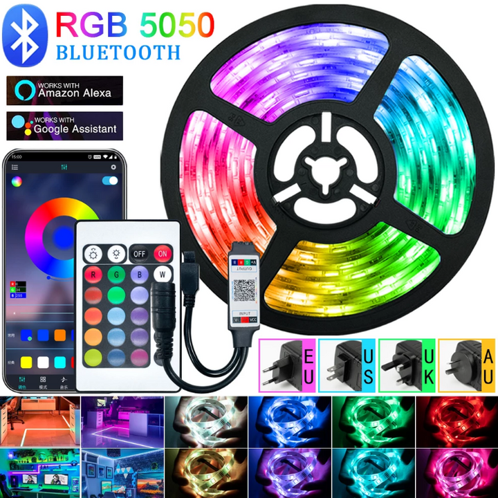 BowLift | LED Light Strips For Bedroom RGB 5050 Bluetooth Control Feet Supports Light Decor