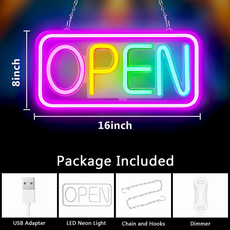 BowLift | LED Open Sign 16×8 inch Bright Neon Open Sign Color Changing & Scrolling and Flashing Modes for Bar Restaurant Storefront Window Decor