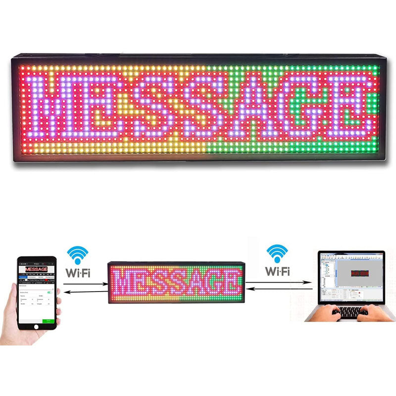 BowLift | LED Scrolling Sign 26''x8'' WiFi Programmable LED Scrolling Message Board for Business Programmable Display