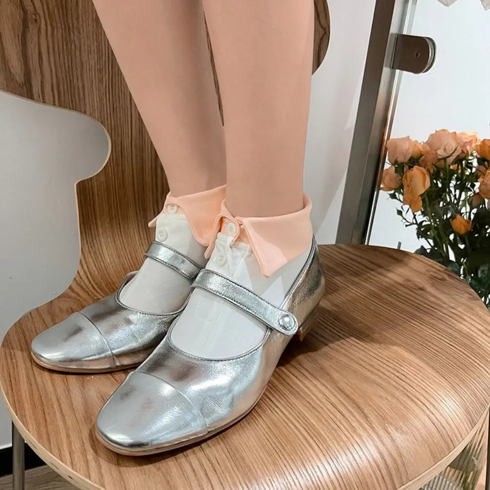 BowLift | Soft Grip Button Ankle Socks