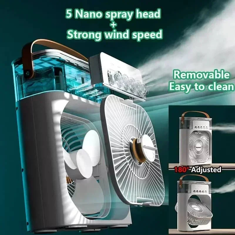 3 In 1 Fan AIr Conditioner Household Small Air Cooler LED Night Light Portable Humidifier Air Adjustment Fan Office Home Fan New | Bowlift