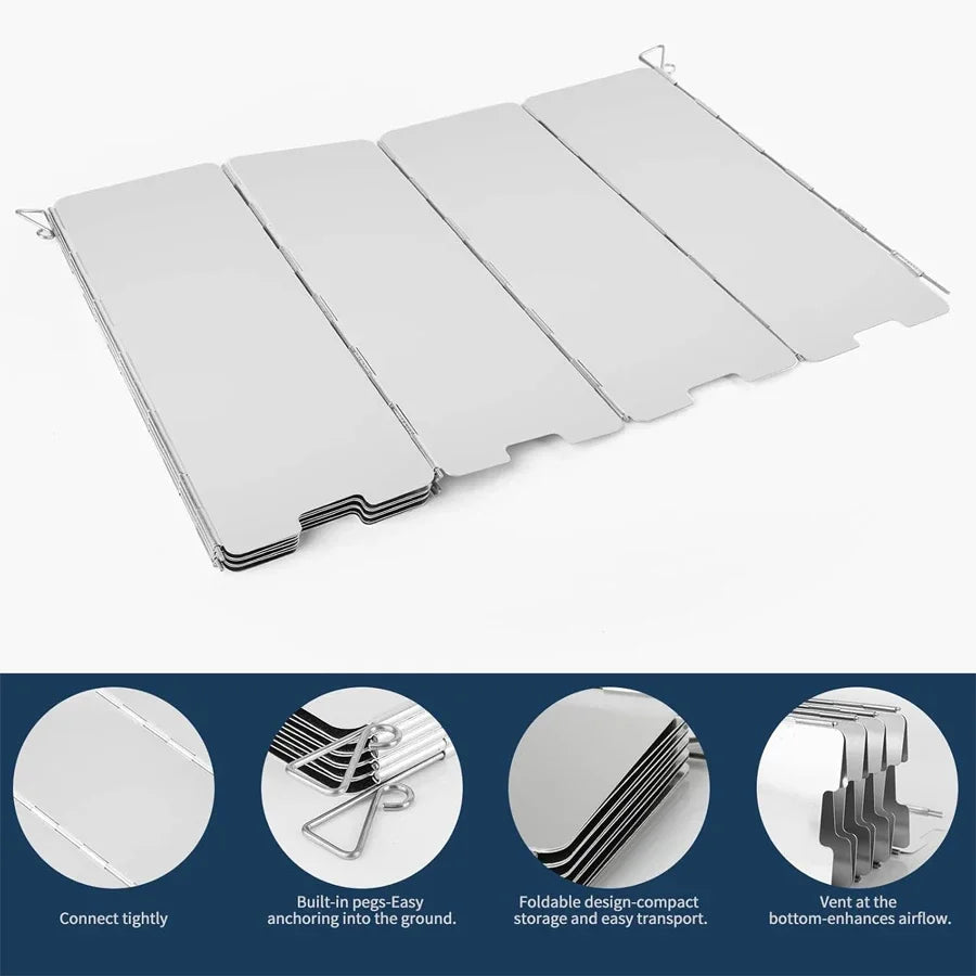 BowLift | WindShieldX Camping Windshield | Foldable & Ultralight | Stainless Steel | For Gas Cookers & Outdoor Cookers