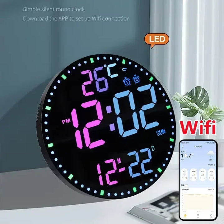 WiFiTime Clock - Smart LED Wall Clock with Calendar Bowlift