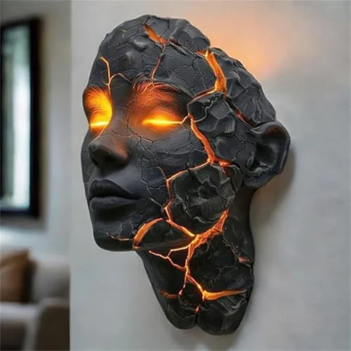 Volcanic Face Lava Crack Wall Art Lamp | Bowlift