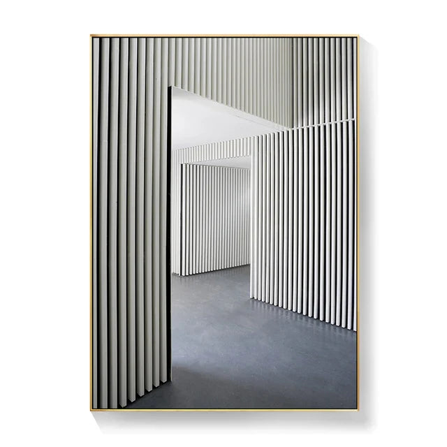 Black White Architectural Interiors Wall Art Fine Art Canvas Prints Print Pictures For Modern Loft Living Room Home Office Decor | Bowlift