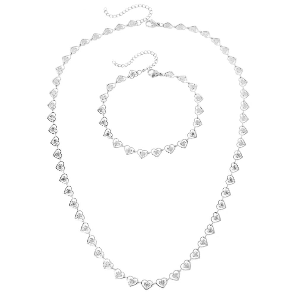 BowLift | Dainty Spiral Hearts Bracelet and Necklace Set