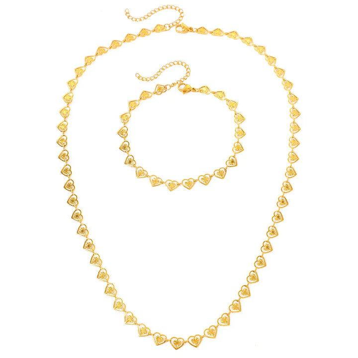 BowLift | Dainty Spiral Hearts Bracelet and Necklace Set