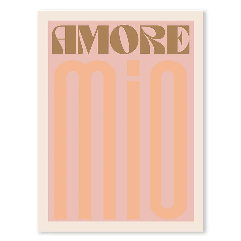 Pink Retro Love Quote Wall Art Fine Art Canvas Prints Typographic Pictures For Bedroom Living Room Hotel Room Modern Apartment Wall Art Decor | Bowlift