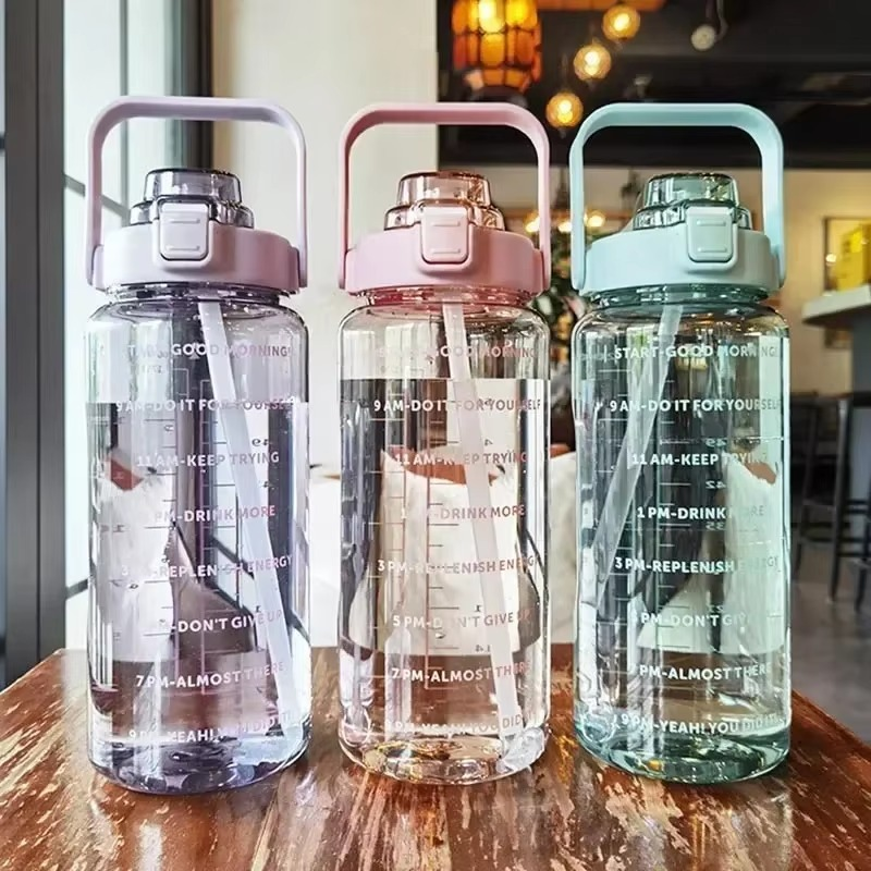 BowLift | Large 68oz Sports Water Bottle with Straw and Time Marker for Gym and Outdoor Fitness