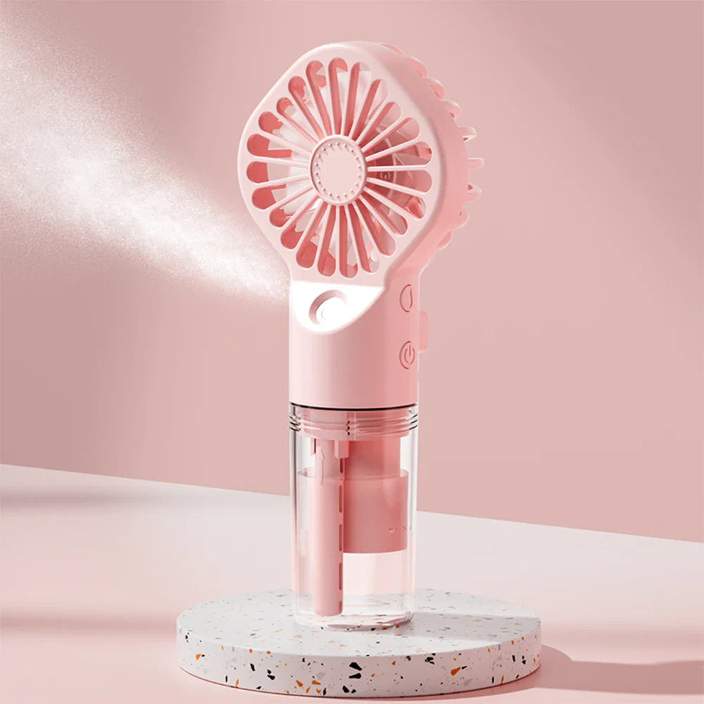 BowLift | Brisella Air Mini Hand Fan with Air Humidifier | 4-Stage Spray Function | USB Rechargeable | Portable & Quiet