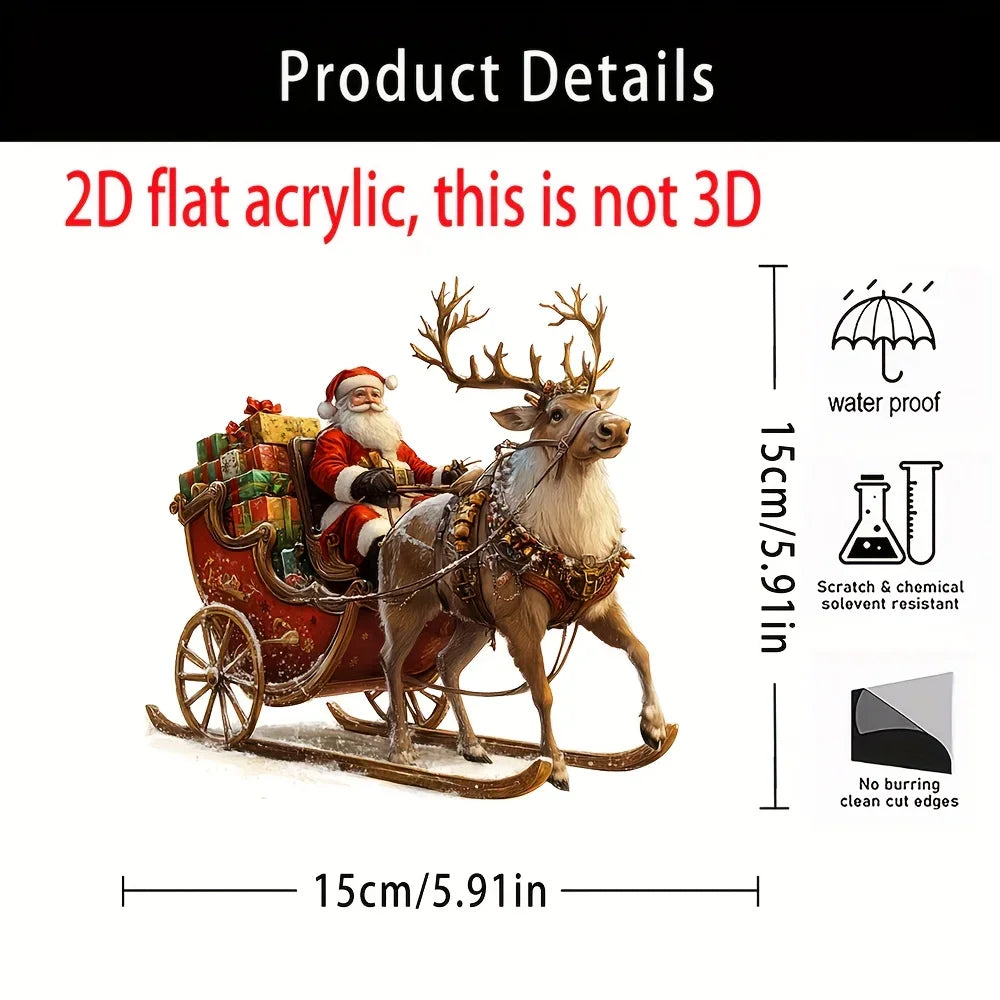BowLift | Frostovia | Christmas figure | Acrylic decoration reindeer sleigh with Santa Claus | 2D design | Festive table & party decoration 2025
