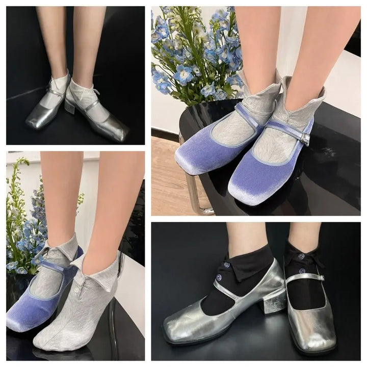 BowLift | Soft Grip Button Ankle Socks