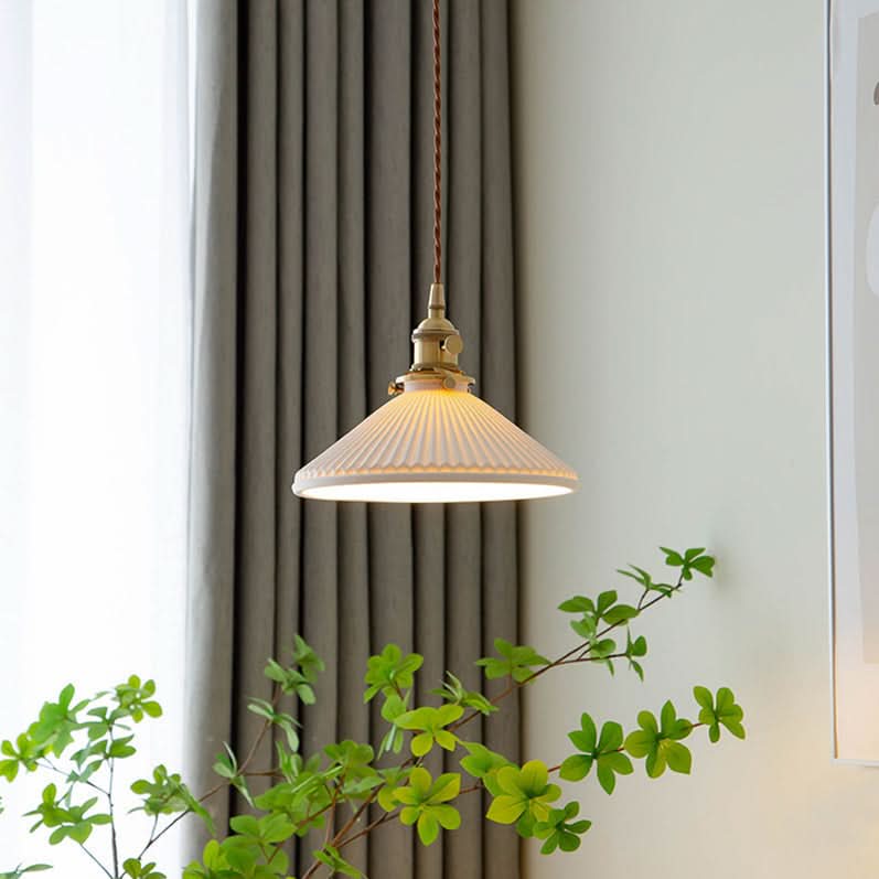 BowLift | Scandinavian White Ceramic Pendant Light