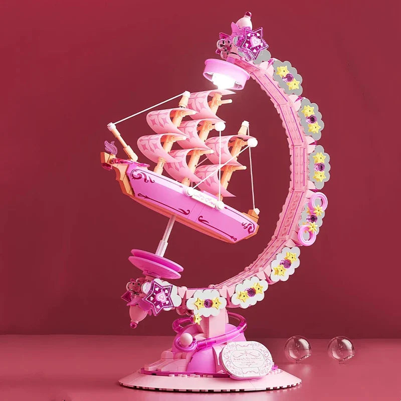 BowLift | Fantasy Dream Pink Sailboat Globe Decor