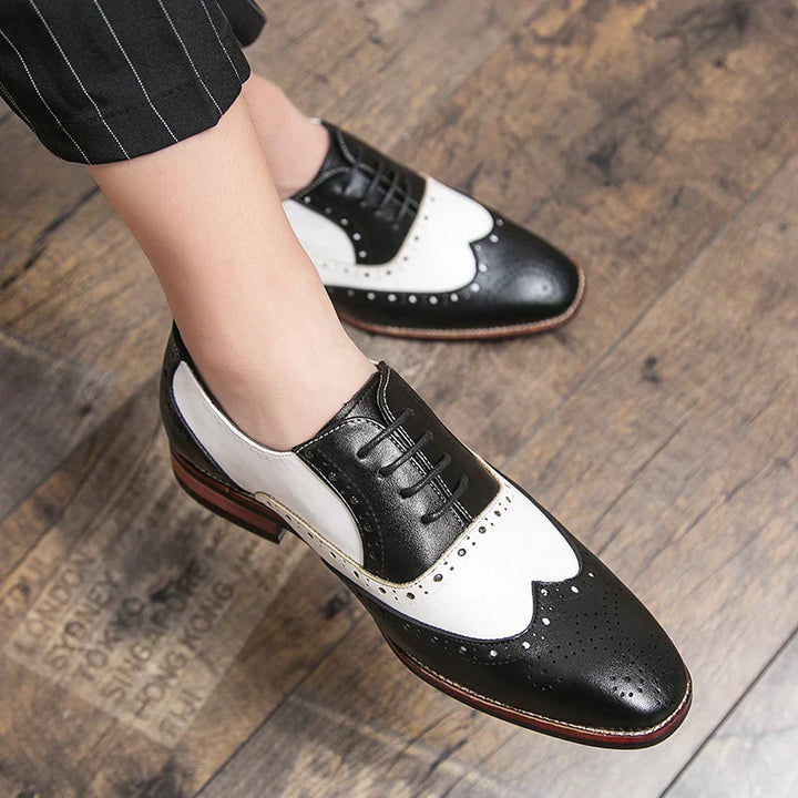 BowLift | Men's Luxury Shoes Brogue Lace-up Casual British Style Contrast Color Oxford Office