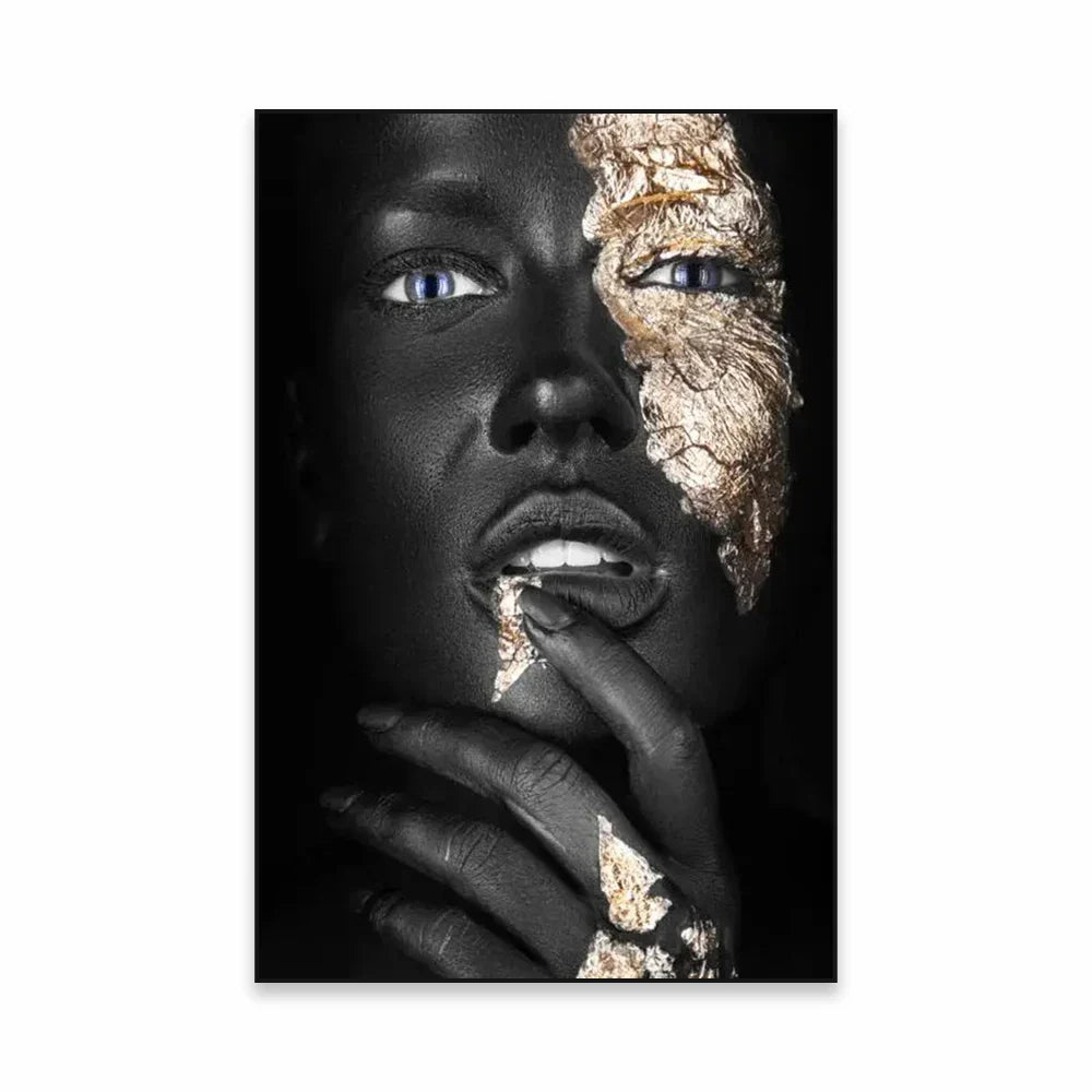 Golden Girl Fashion Wall Art Fine Art Canvas Prints Modern Abstract Portrait Pictures For Living Room Bedroom Boutique Salon Art Decor | Bowlift