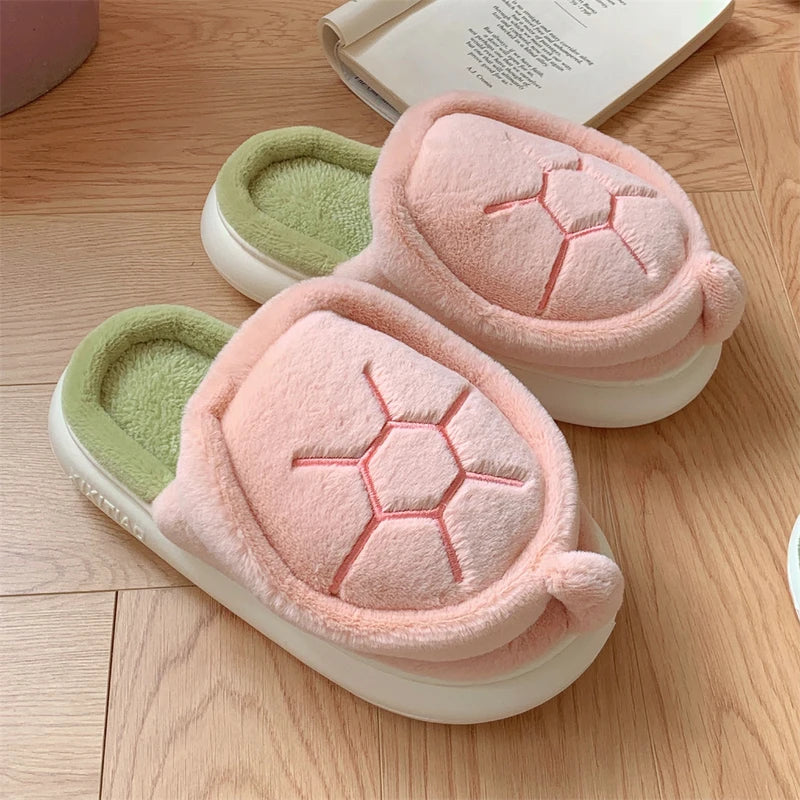 Cute Turtle Warm Plush Slippers
