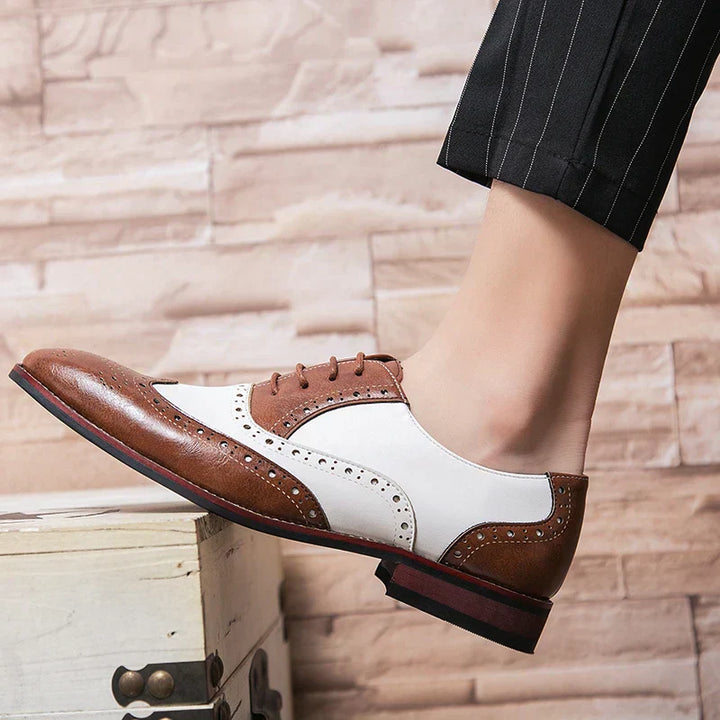 BowLift | Men's Luxury Shoes Brogue Lace-up Casual British Style Contrast Color Oxford Office