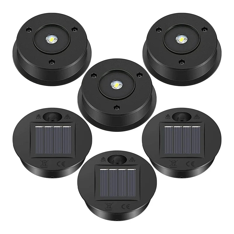 BowLift | Solaverna 6-piece set solar replacement lids for garden lanterns | Ø 7 cm | LED lights with solar panel | Waterproof & Automatic
