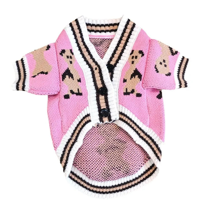 Dog cardigan made of knit warm and striped Bowlift