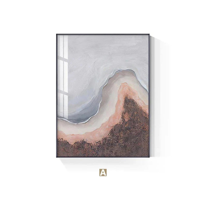 Neutral Shades Pink Abstract Ocean Shoreline Wall Art Fine Art Canvas Prints Minimalist Pictures For Living Room Bedroom Art Decor | Bowlift