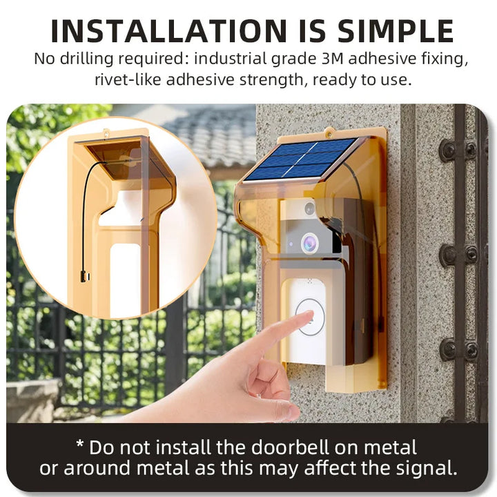 BowLift | SecuraSun DoorCam Wireless HD Video Doorbell with Solar Charging & Wi-Fi | IP65 Waterproof