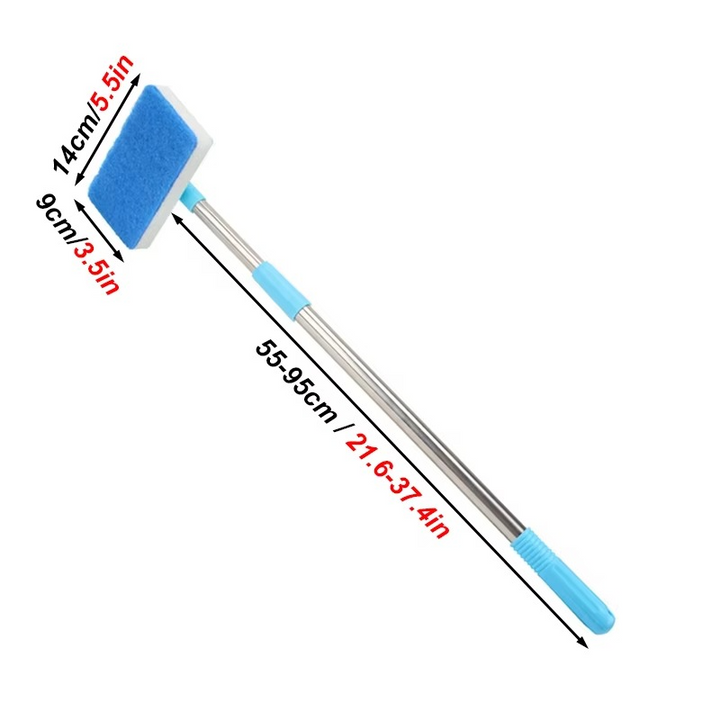 BowLift | Extendable Aquarium Cleaner with 180° Adjustable Double-Sided Sponge