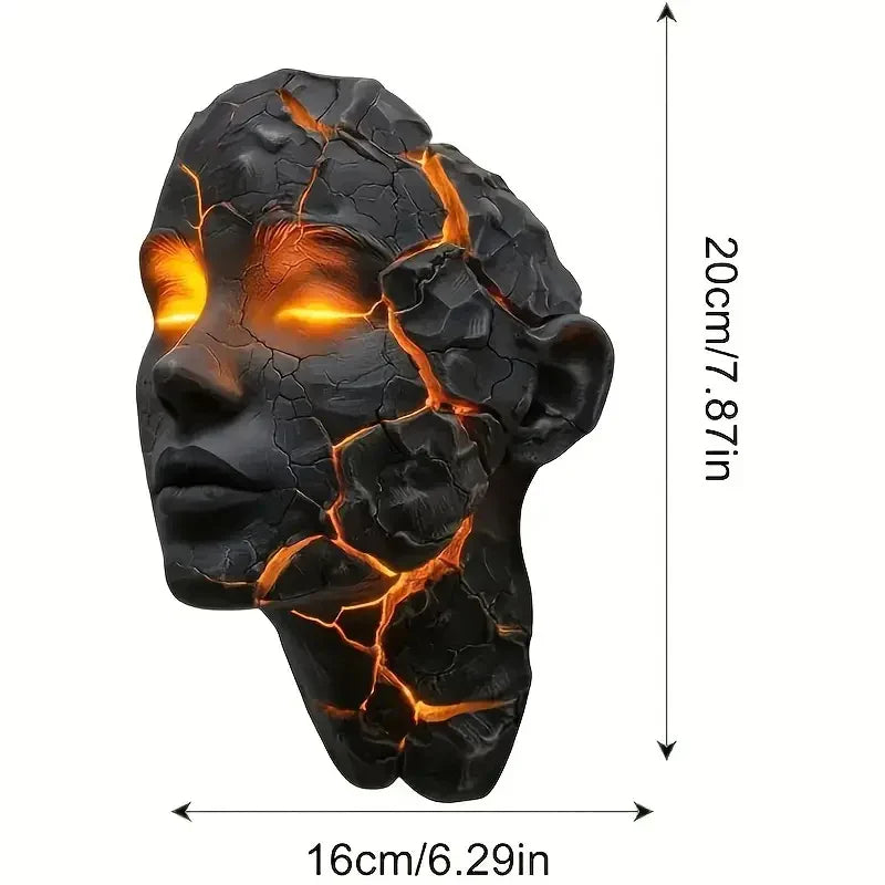 Volcanic Face Lava Crack Wall Art Lamp | Bowlift