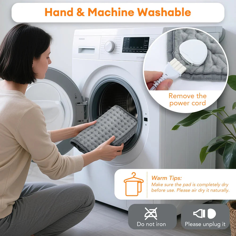 BowLift | ThermaEase Electric Heating Pad | 9 Temperature Levels & 4 Timer Modes | 30×60 cm | Washable & Quick Heating | For Back, Stomach & Legs