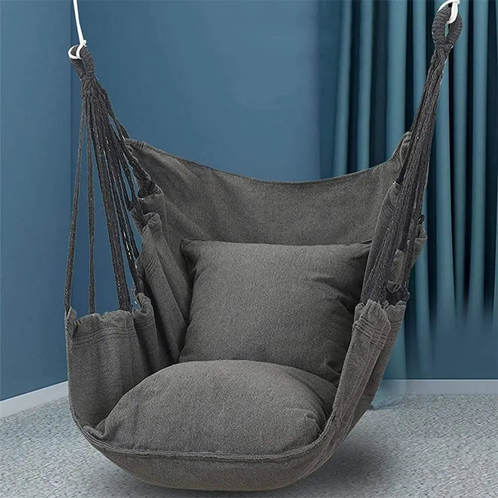BowLift | HÄNGELUX Hanging Chair | 250 kg Load Capacity | For Balcony, Garden & Living Room | Soft Cotton Mix – White/Grey/Black