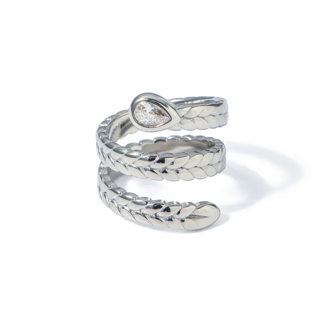 BowLift | Triple Wrap Diamond Eye Leaf Textured Ring