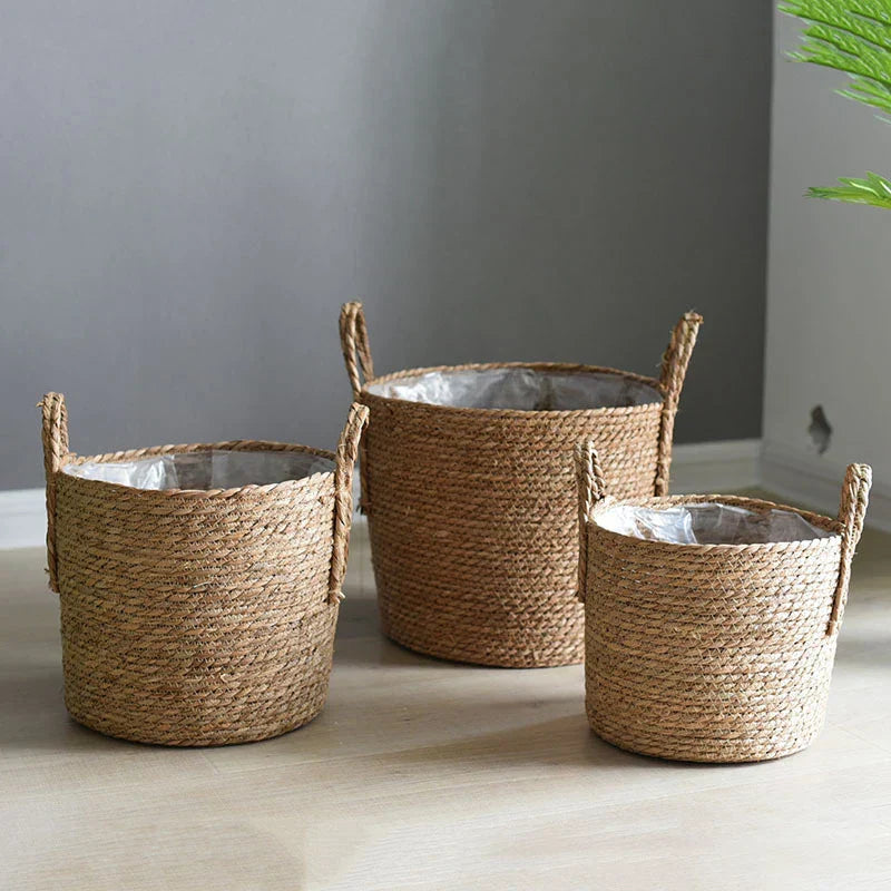 BowLift | Fibrano Flower Pot Braided | Made of Natural Fibers | Boho & Country Style | 2 Sizes