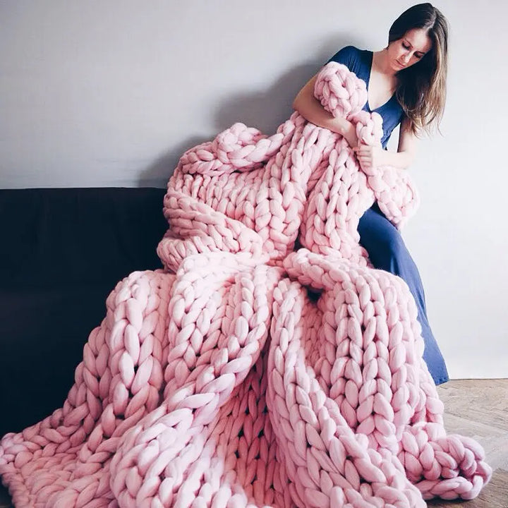 BowLift | Chunky Knit Blanket – Cozy Wool Blanket for Every Room – Soft & Warm – Perfect for Sofa and Bed