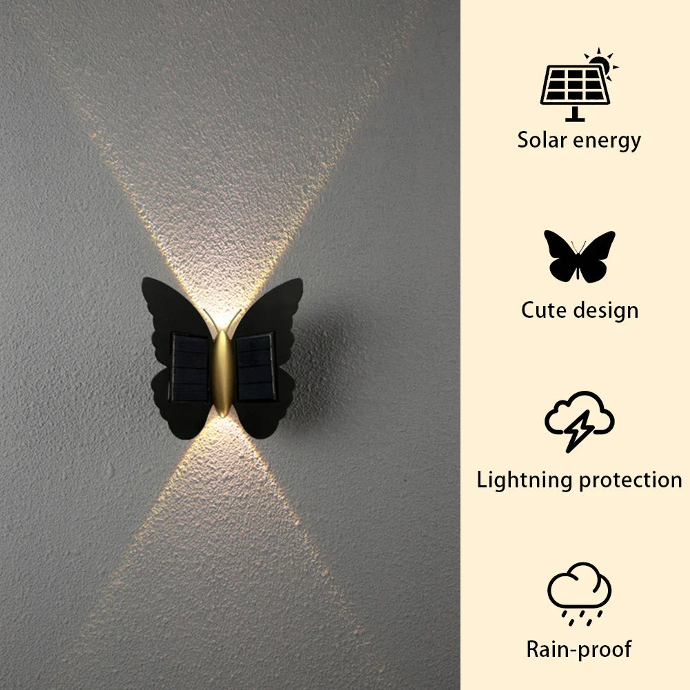 BowLift | Lumora FlyGlow Solar Wall Light Butterfly | With Motion Sensor & Auto On/Off | IP65 Waterproof | For Garden & Entrance