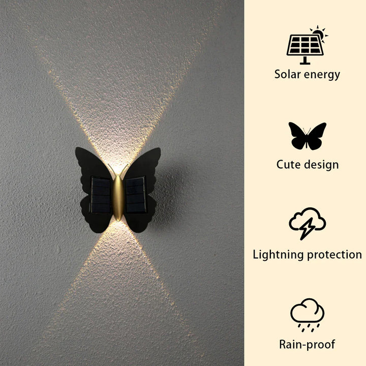 BowLift | Lumora FlyGlow Solar Wall Light Butterfly | With Motion Sensor & Auto On/Off | IP65 Waterproof | For Garden & Entrance