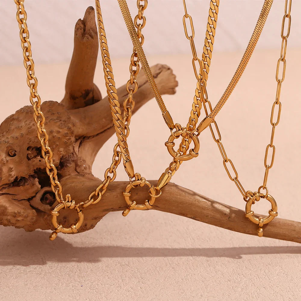 BowLift | 18k Anchor Wheel Clasp Chain Necklaces