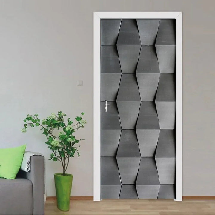 Modern Abstract Pearl Geometric Door Sticker Mural Removable PVC Vinyl Peel N Stick Wall Art Mural Decal For Interior Doors Creative DIY Home Decor | Bowlift
