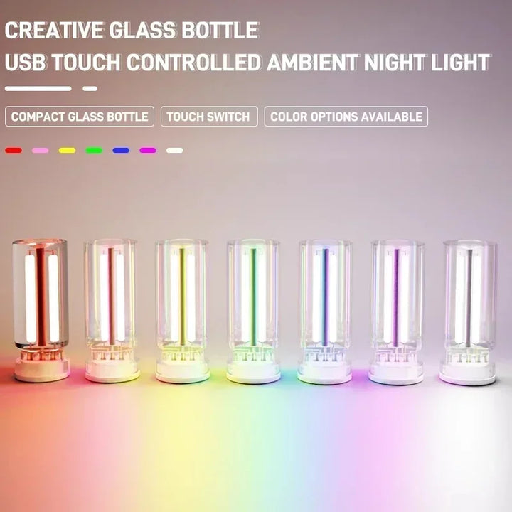 BowLift | LumiVase Ambient Light | Glass Bottle Design | Touch Dimmer | USB | 5 Colors