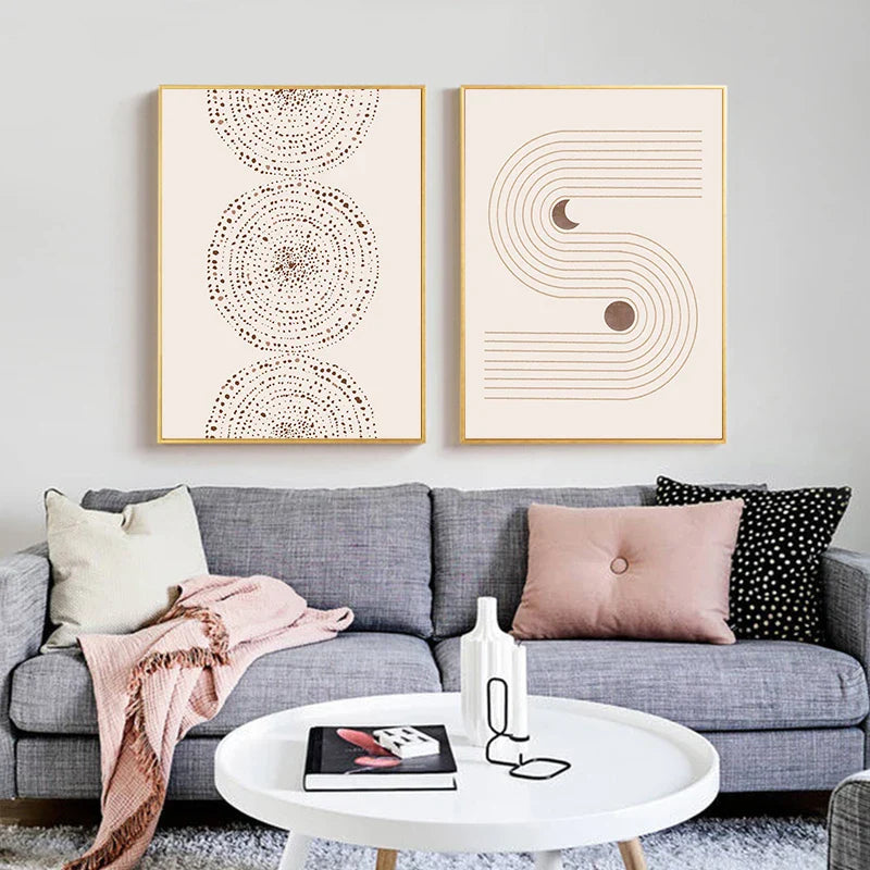 Minimalist Abstract Celestial Geometry Wall Art Fine Art Canvas Prints Sun Moon Posters Pictures For Living Room Bedroom Art Decor | Bowlift