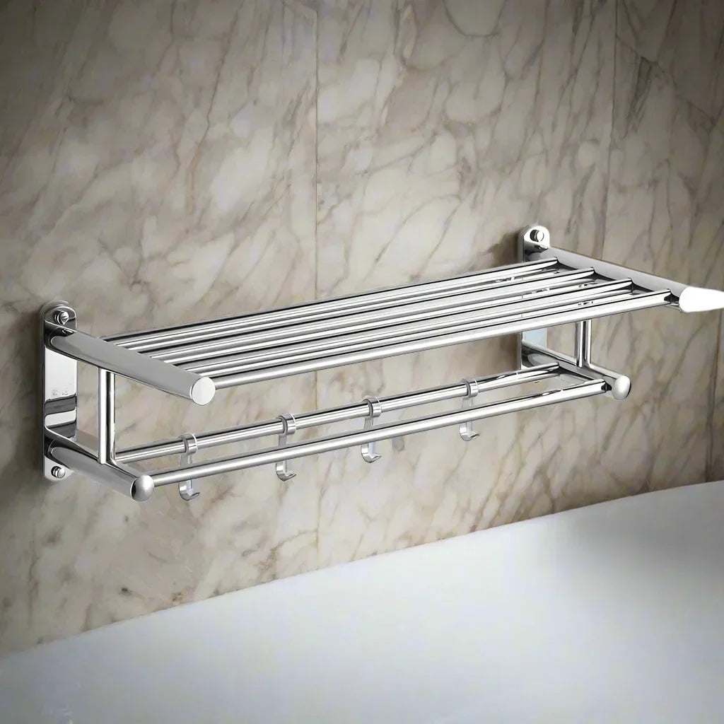 BowLift | SteelRack Wall-Mounted Stainless Steel Towel Holder – Minimalist Space-Saving Rack for Bathroom & Kitchen