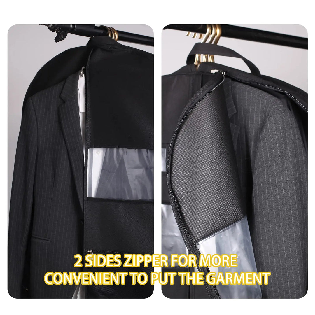BowLift | Travel Dresses Garment Bag for Travel | Double-Sided Zipper & XXL Pockets | Breathable & Transparent | 43 inch Hanging Suit Organizer