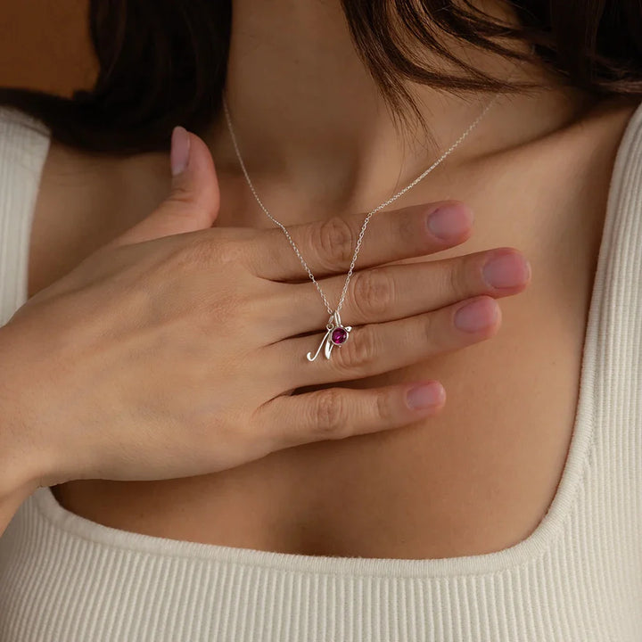 BowLift | Dainty Cursive Heart Birthstone Letter Initial Necklace