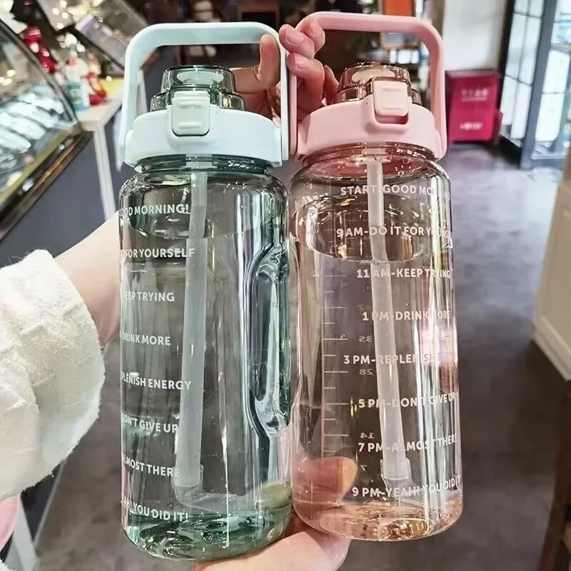 BowLift | Large 68oz Sports Water Bottle with Straw and Time Marker for Gym and Outdoor Fitness