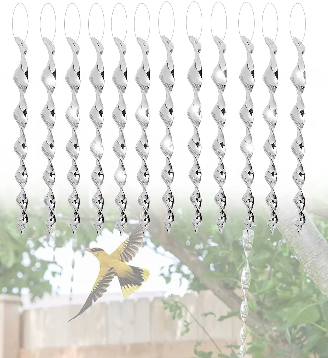BowLift | Bird Scare Spinning Rods BirdGuard Reflect 12-Piece Set | 30 cm | Reflective Garden Decoration | Drives Away Birds & Protects Fruit, Vegetables & Beds