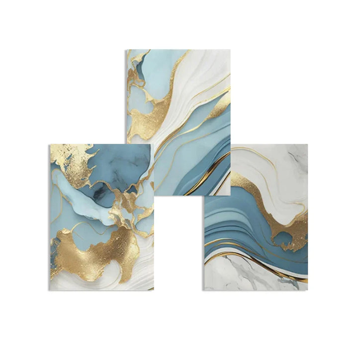 Modern Abstract Golden Blue Liquid Marble Print Wall Art Fine Art Canvas Prints Pictures For Living Room Bedroom Nordic Home Decor | Bowlift